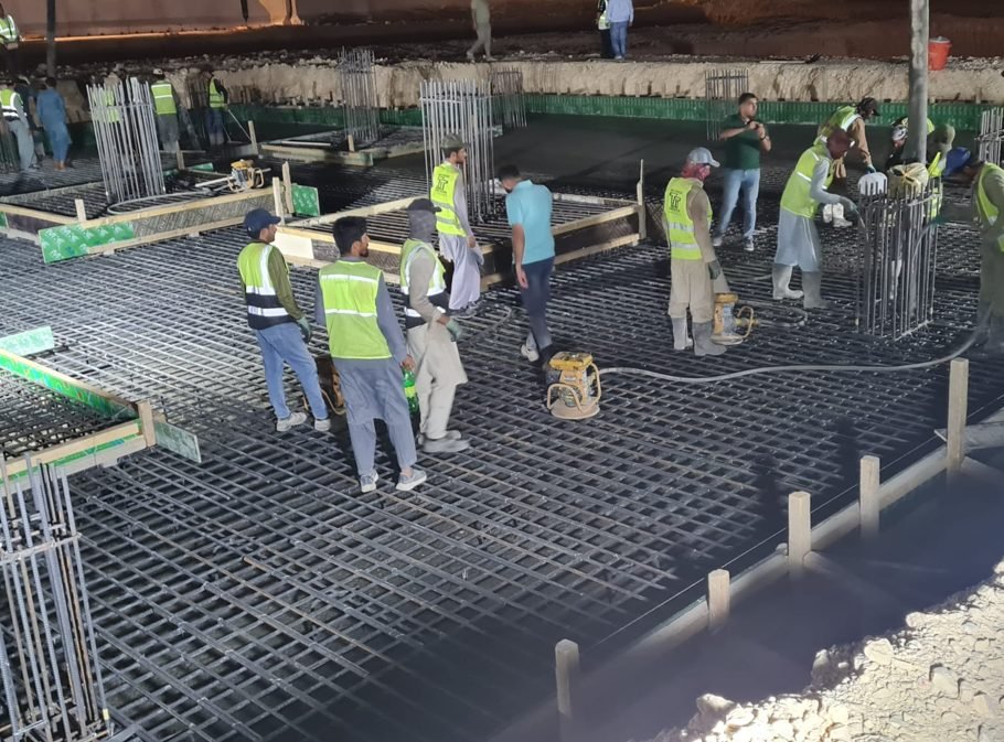 Foundation piling on site